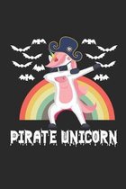 Pirate unicorn: Retro color dabbing pirate unicorn notebook - Pirate Halloween gift notebook - College Ruled Composition Notebook (100