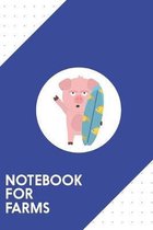 Notebook for Farms: Dotted Journal with Surfin Pig with Surfboard Design - Cool Gift for a friend or family who loves swim presents! - 6x9