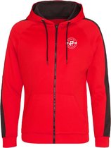 FitProWear Sportvest Heren Rood/Zwart Maat L - Sportkleding - Vest - Polyester - Zoodie - Hooded - Vest met rits