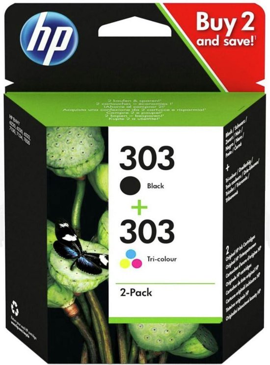 HP Pack de 2 cartouches authentiques d'encre noire/trois couleurs 303 |  bol.com