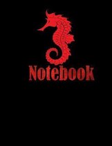 Notebook Red Seahorse - Large (8.5 x 11 inches) - 120 Pages- Black Cover