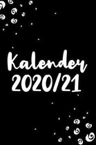 Kalender 2020/21: Einfacher schwarzer gleitender Kalender für die Jahre 2020 und 2021 mit Jahres-, Monatsübersicht und Feiertagen. Eine