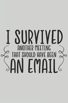 I Survived Another Meeting That Should Have Been an Email: Blank Lined Notebook. Funny Gag Gift for office co-worker, boss, employee. Original appreci