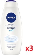 NIVEA Bad Verzorging Creme Soft - Milde Geur Toegevoegd Met Amandel Olie - Zachte Gehydrateerde Huid -  3x750ml