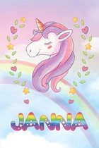 Janna: Janna Unicorn Notebook Rainbow Journal 6x9 Personalized Customized Gift For Someones Surname Or First Name is Janna