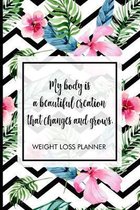 My body is a beautiful creation that changes and grows.: Weight Loss Tracker to track your journey to being fit. Includes meal planner, shopping list,