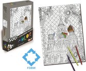 Legpuzzel - Kleurplaat - Taj Mahal - 500 stukjes volwassenen - FDBW