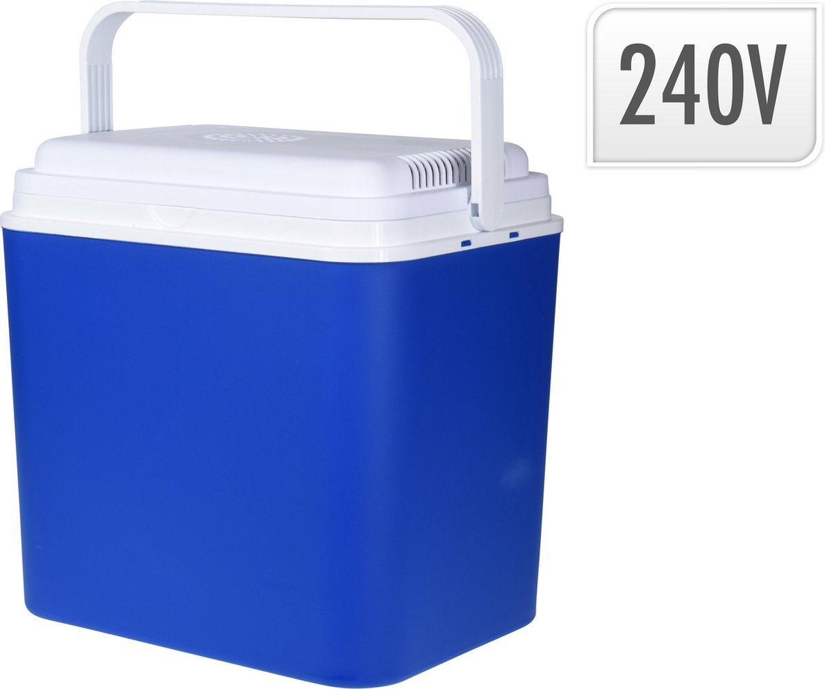 Draagbare koelbox - met verwarm functie - blauw/wit - 30 Liter - 12V & 230V
