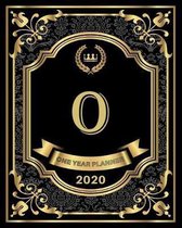 O - 2020 One Year Planner: Elegant Black and Gold Monogram Initials Pretty Calendar Organizer One 1 Year Letter Agenda Schedule with Vision Board