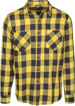 Urban Classics Overhemd -5XL- Checked Flanell Zwart/Geel