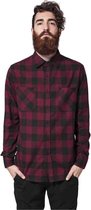 Urban Classics Overhemd -L- Checked Flanell Zwart/Rood