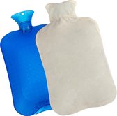 Kufl XXL 3L extra grote warmwaterkruik met extra zachte fleece hoes creme voor menstruatiekrampen, rugpijn, koude en buikpijn