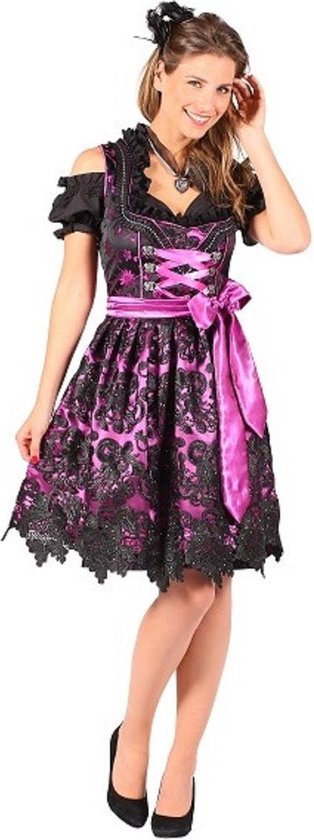 Dirndl Tiroler jurk -Viktoria- zwart-paars ( mt 36)