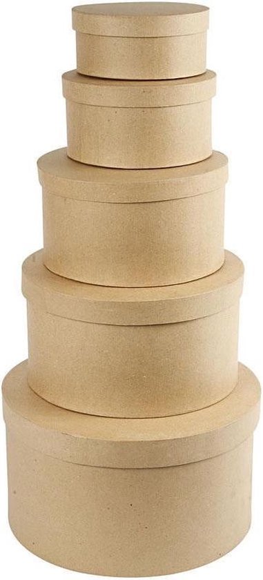 3x pièces de boîte artisanale ronde marron / boîtes en carton - 19,5 x 10  cm - boîte à... | bol.com