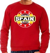 Have fear Spain is here sweater voor Spanje supporters rood voor heren 2XL