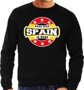 Have fear Spain is here sweater voor Spanje supporters zwart voor heren L