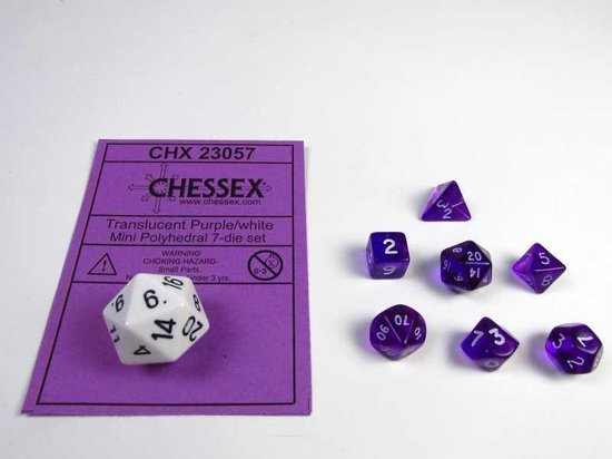 Afbeelding van het spel Mini Polydice set - Translucent Purple w/white