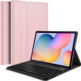 Hoes Geschikt voor Samsung Galaxy Tab S6 Lite Hoes Toetsenbord Hoesje Keyboard Case Cover - Hoesje Geschikt voor Samsung Tab S6 Lite Hoes Toetsenbord Case - Rosé goud