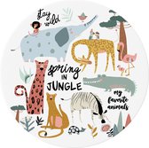 Made on Friday - Behangcirkel/Muursticker Kids Zoo 60x60cm - Zelfklevend behang met matte textiel uitstraling