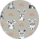 Made on Friday - Behangcirkel/Muursticker Rainbow Zoo 60x60cm - Zelfklevend behang met matte textiel uitstraling