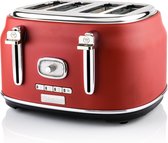 Bol.com Westinghouse Retro Broodrooster - 4 Slice Toaster - Rood - Met Warmhoudrek aanbieding