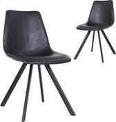 2 stoelen set design scandinavisch 83 cm PU staal zwart