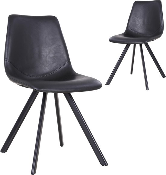 2 stoelen set design scandinavisch 83 cm PU zwart bol.com