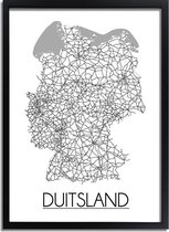 DesignClaud Duitsland Plattegrond poster A4 + Fotolijst wit