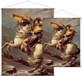 Napoleon steekt de Alpen over, Jacques-Louis David - Foto op Textielposter - 90 x 120 cm