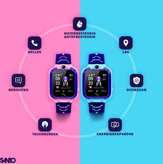 Sanbo® Q12 - Kinder Smartwatch - Roze - Nederlandstalige - smartwatch - GPS - LBS - Kinder horloge - Smartwatches - kinderen - Sanbo