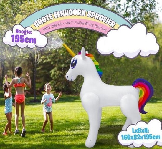 XXL Grote Eenhoorn Sproeier - 195cm - Kinderfeestje - Unicorn -  Thuisblijven - Tuin -... | bol.com