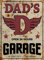 Signs-USA - Dads Garage - Wandbord - 33 x 44 cm