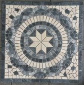 Mozaiek tegel - Marmer medallion - EM4 66 x 66cm - zwart grijs creme beige wit