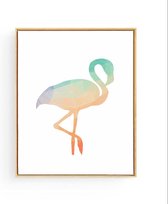 Postercity - Design Canvas Poster Geometrische Flamingo / Kinderkamer / Dieren Poster / Babykamer - Kinderposter / Babyshower Cadeau / Muurdecoratie / 40 x 30cm / A3