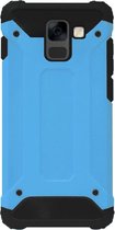WLONS Rubber Kunststof Bumper Case Hoesje Geschikt Voor Samsung Galaxy A8 (2018) - Blauw