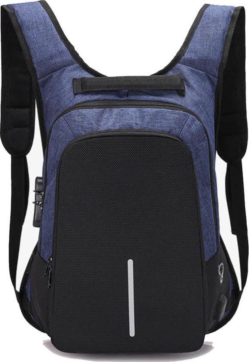 Multifunctionele Anti Diefstal rugzak - Unisex Schooltas met Nummerslot -  Met USB Aansluiting en Laptop vak - Laptoptas/Schooltas/Backpack - Bag-110 Blauw
