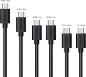 Aukey CB-D17 datakabel snellaadkabel 2.0/ 3.0 Micro USB kabel 6 stuk (1 x 3M, 1 x 2M, 2 x 1M, 2 x 0.3M) met Micro USB naar Type C / USB-C adapter (2 in 1) voor tablet, Samsung, Hua