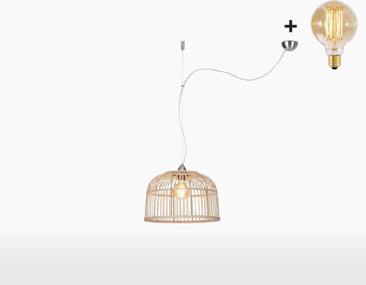 Hanglamp – BORNEO – Bamboe - Small (42x32cm) - Met LED-lamp