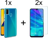 Huawei p smart 2020 hoesje siliconen case transparant hoes cover hoesjes - 2x Huawei p smart 2020 screenprotector