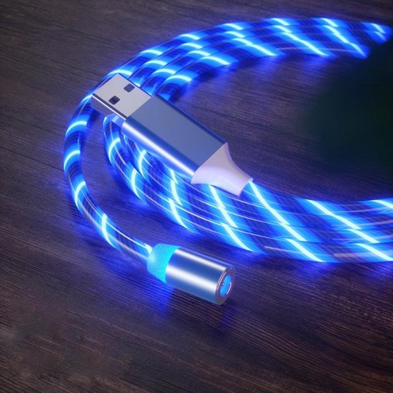 Magnetische oplaadkabel - kabel - 360° LED - USB-C - blauwe LED verlichting  - NIEUW... | bol.com