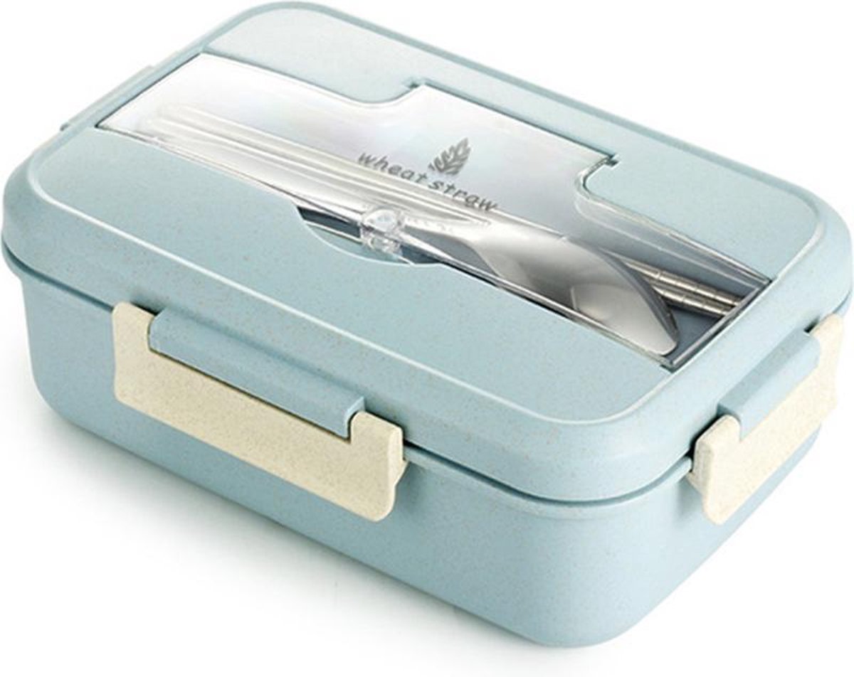 Luxe Bento lunchbox met bestek - Lekrand in de deksel- 3 compartimenten-  Deksel te... | bol.com