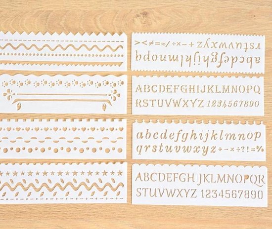 Bullet Journal Plastic Stencils - 8 stuks - Templates Golven - Waves - Sjablonen - 5,5 x 18,3cm - Handlettering toolkit - Knutselen - Decoratie - Accessoires - Merkloos