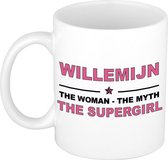 Naam cadeau Willemijn - The woman, The myth the supergirl koffie mok / beker 300 ml - naam/namen mokken - Cadeau voor o.a verjaardag/ moederdag/ pensioen/ geslaagd/ bedankt