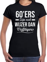 60ers zijn veel wijzer dan vijftigers verjaardags t-shirt zwart voor dames 2XL