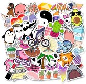 Vsco girl stickers - 50 stickers - Vrolijke mix met diverse kleuren - Voor laptop, koffer, agenda, schriften, deuren, etc.