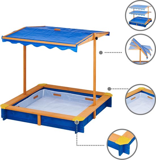 Houten Zandbak met Verstelbaar Dak 120 cm - Geïmpregneerd Grenenhout incl. Worteldoek