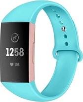 Siliconen Smartwatch bandje - Geschikt voor  Fitbit Charge 4 sportband - aqua - Maat: S - Horlogeband / Polsband / Armband