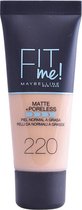 maybelline fit me foundation matte poreless normal to oily skin 220 natural beige