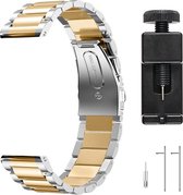 Smartwatch bandje - Geschikt voor Samsung Galaxy Watch 3 41mm, Active 2, 20mm horlogebandje - RVS metaal - Fungus - Schakel - Zilver Goud