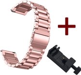 Smartwatch bandje - Geschikt voor Samsung Galaxy Watch 3 41mm, Active 2, 20mm horlogebandje - RVS metaal - Fungus - Schakel - Roze